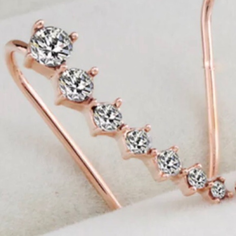 GORGEOUS!💎💙💎NEW! ROSE💗💛GOLD CLIMBER EARRINGS! - Picture 4 of 7